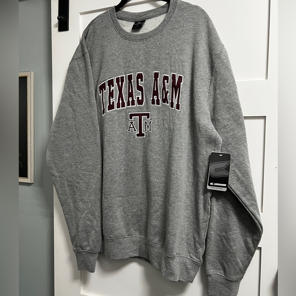 MENS CHAMPION TEXAS A&M MASCOT LONG SLEEVE CREW SWEATSHIRT